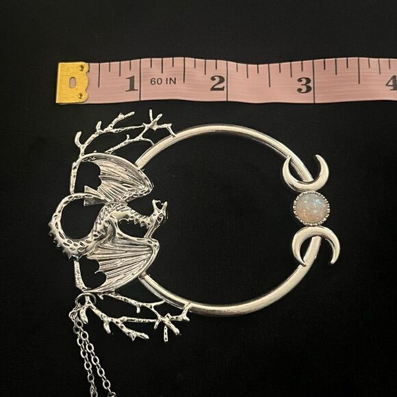 Viking Vintage Inspired Dragon Hair Accessory with chain and jewel, Fant… - Picture 9 of 11